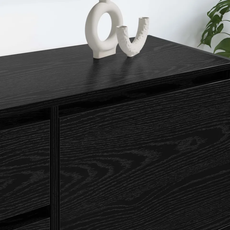 vidaXL TV-kast 100 x 36 x 49.5 cm Zwart Eiken Bewerkt hout, foto 4