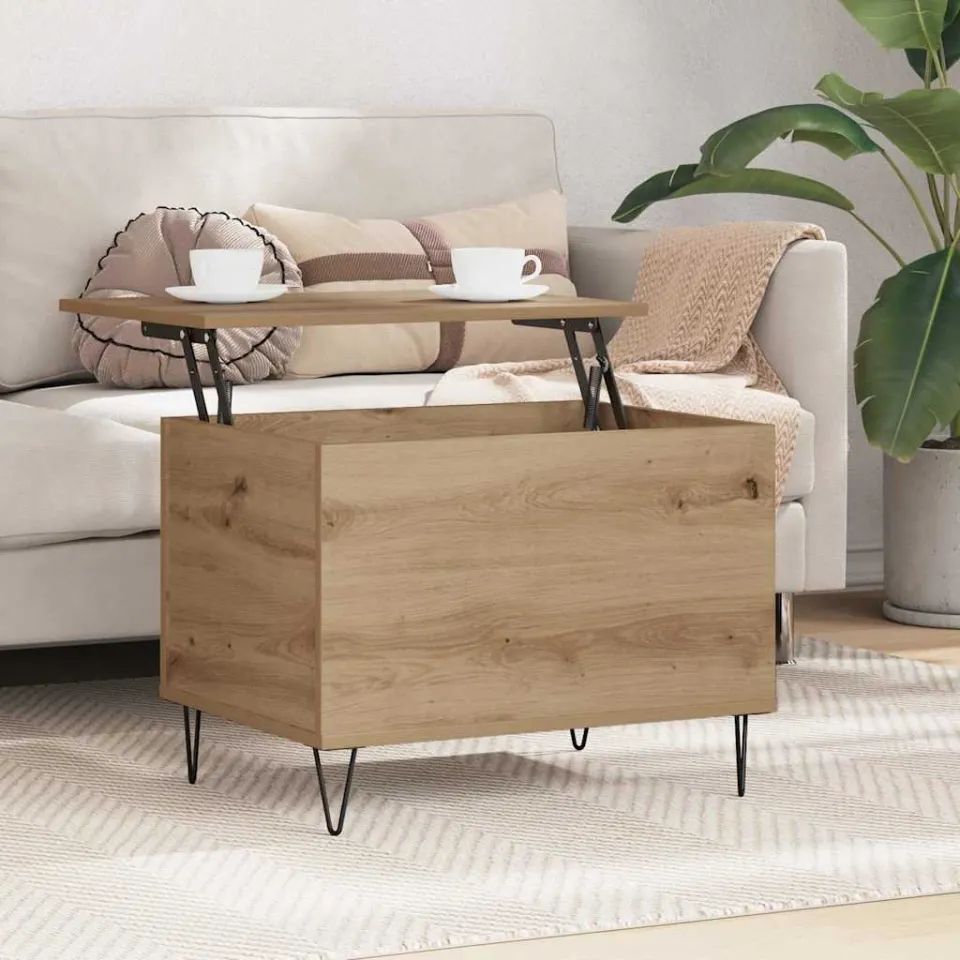 vidaXL Salontafel Artisan Eiken 60 x 44,5 x 45 cm Bewerkt hout, foto 3