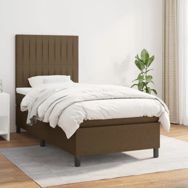 vidaXL Boxspring met matras stof donkerbruin 90x200 cm bruin