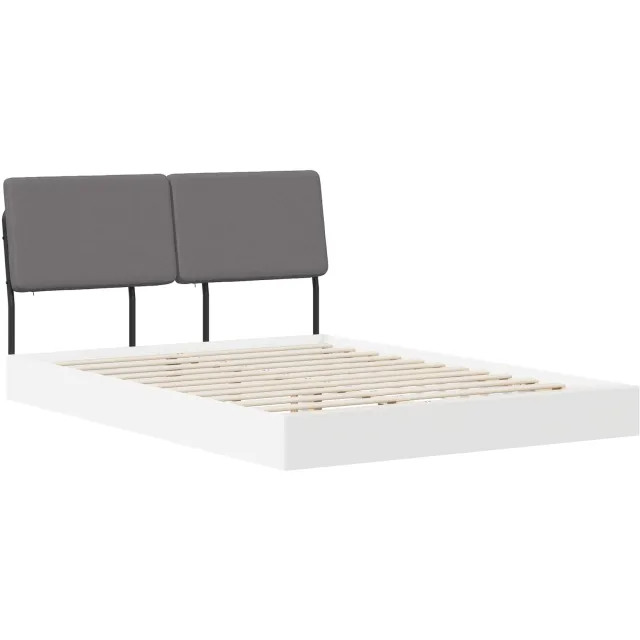vidaXL Tweepersoonsbed met hoofdbord Wit en Lichtgrijs 150 x 200 cm
