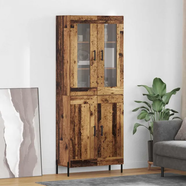 vidaXL Highboard Oud Hout 69,5 x 34 x 180 cm Bewerkt hout bruin, foto 2