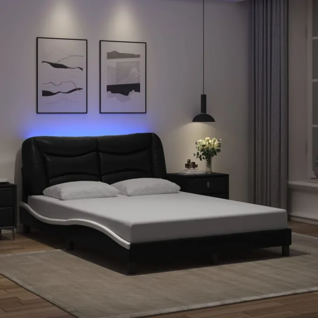 vidaXL Bedframe met LED zonder matras "Hvar" zwart 140x190 cm