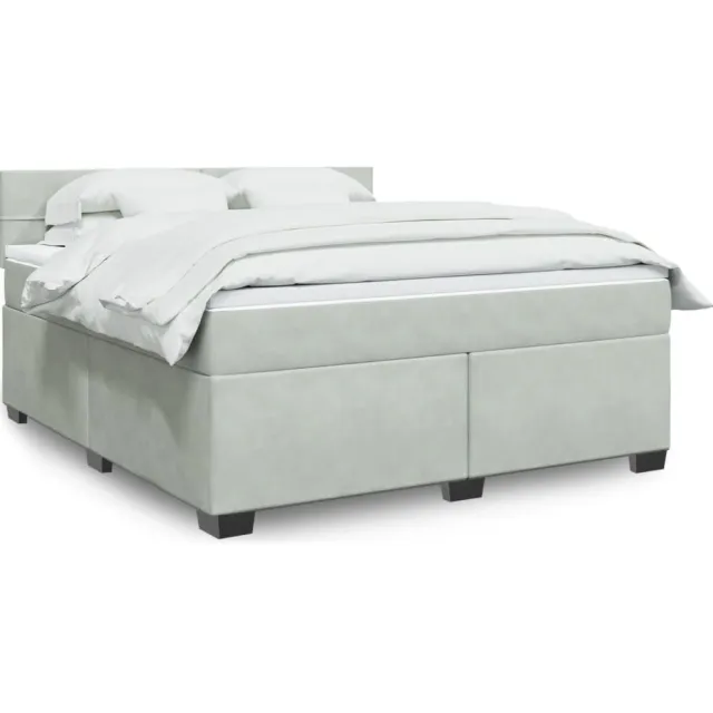 vidaXL Boxspring met matras fluweel lichtgrijs 180x200 cm grijs