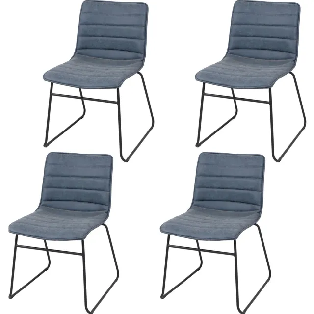 Urban Living BROOKLYN - Set van 4 moderne eetkamerstoelen in denimblauw kunstleer met industriële uitstraling - 55 x 45 x H.78 cm