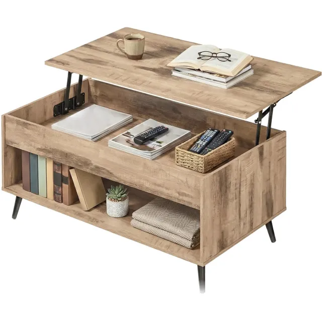 North Collective House of Balance Salon tafel - Salontafel uitklapbaar - Multifunctioneel - Hoogte verstelbaar - Koffie Tafel - 100×50×45/58,5 cm Licht bruin