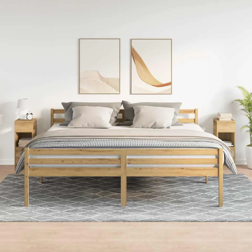 vidaXL Nachtkastjes 2 st met lade 25x31x66 cm artisanaal eikenkleurig, foto 2