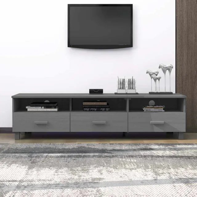 vidaXL Tv-meubel HAMAR 158x40x40 cm massief grenenhout donkergrijs grijs, foto 2