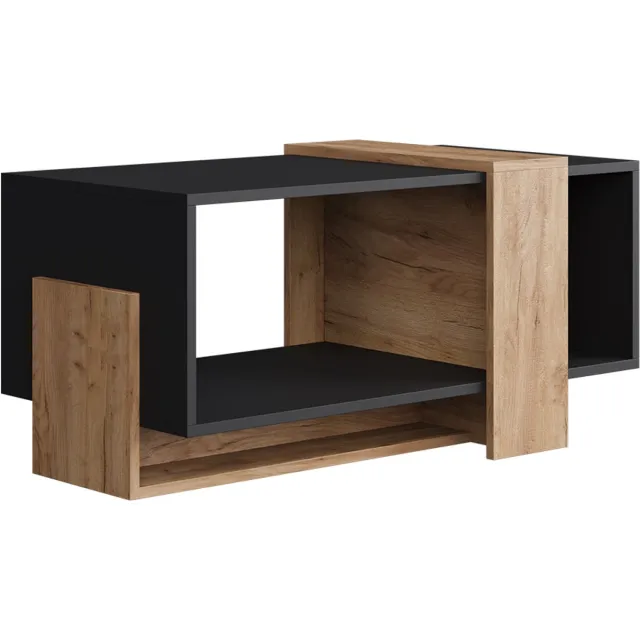 Vicco Aven Salontafel – 91.8 x 49 cm Antraciet/gouden eik Antraciet/Goudkleurig Eiken