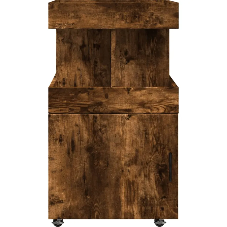 vidaXL Drankkar 50x41x89 cm bewerkt hout gerookt eikenkleurig, foto 3