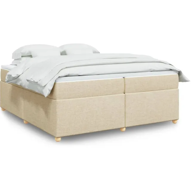vidaXL Boxspring met matras stof crèmekleurig 200x200 cm