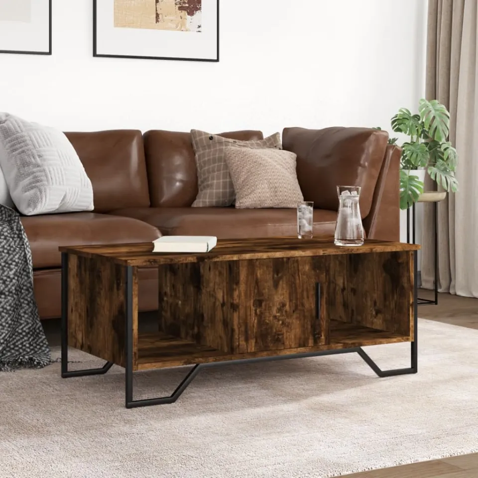 vidaXL Salontafel 100x51x40 cm bewerkt hout gerookt eikenkleurig, foto 3