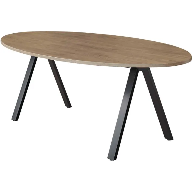 ABC Kantoormeubelen Vergadertafel Victory 220x110cm frame Antraciet (Ral 7016) blad Logan eiken Antraciet (Ral 7016)/Logan eiken