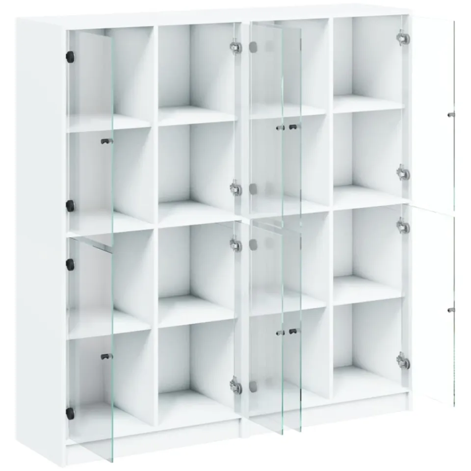 vidaXL Boekenkast met deuren 136x37x142 cm bewerkt hout wit, foto 4