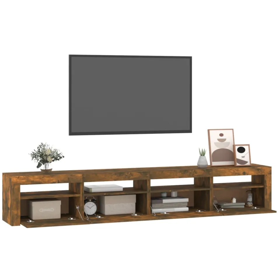 vidaXL Tv-meubel met LED-verlichting 240x35x40 cm gerookt eikenkleurig, foto 3