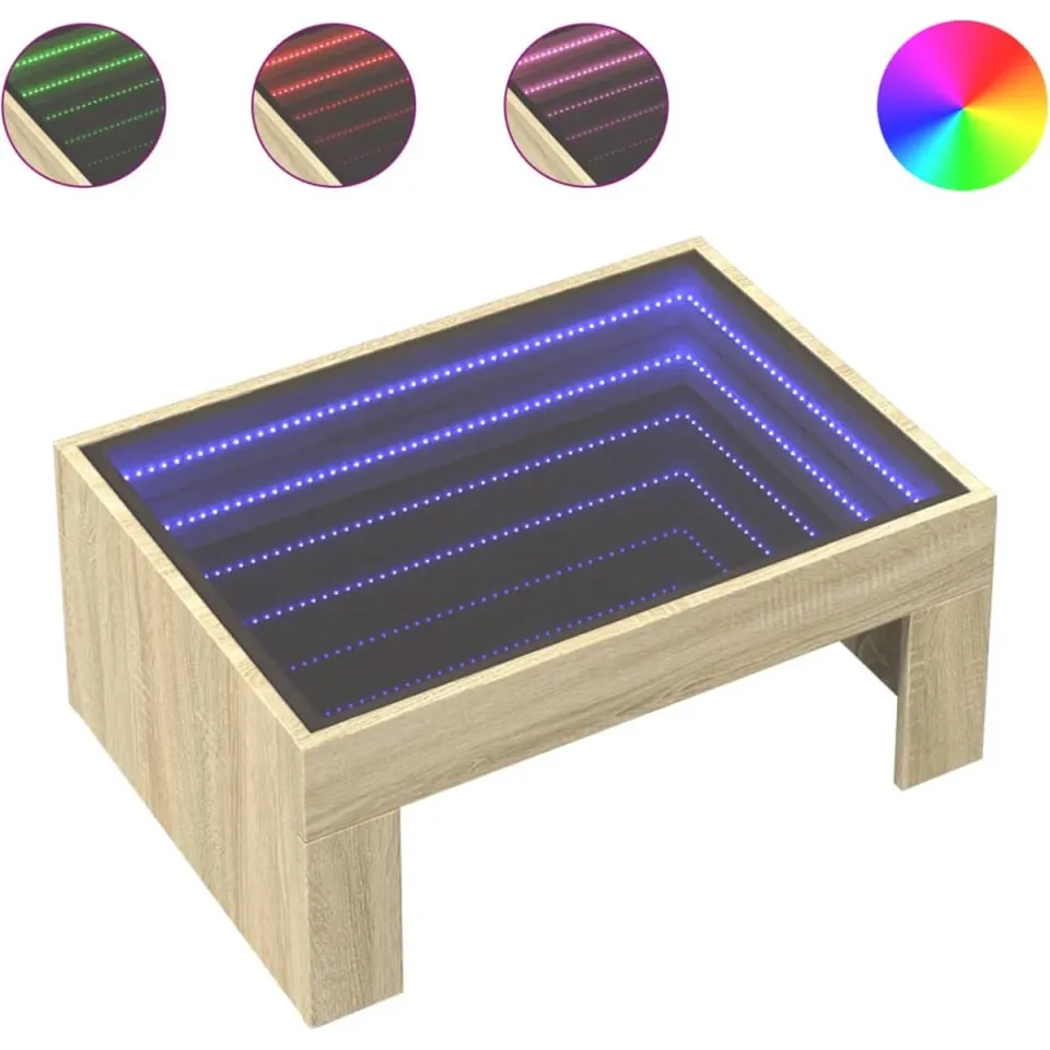vidaXL Salontafel met Infinity LED 70x50x30 cm sonoma eikenkleurig, foto 3