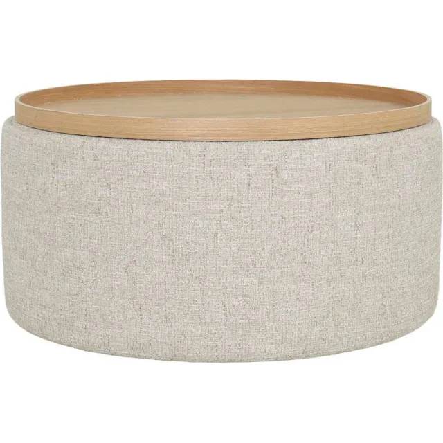 Giga Meubel Salontafel Zara - Rond Beige/Naturel - Incl. Opbergruimte - Ø80cm