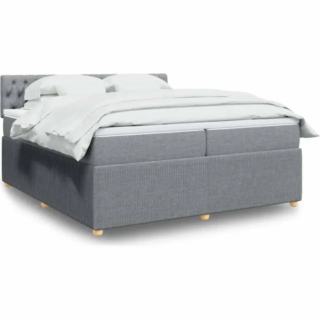 vidaXL Boxspring met matras stof lichtgrijs 200x200 cm grijs