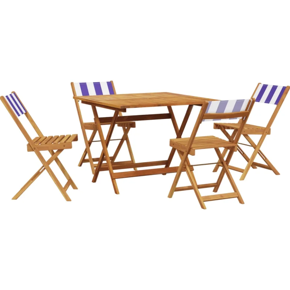 vidaXL 5-delige Tuinset massief hout en stof blauw en wit, foto 3
