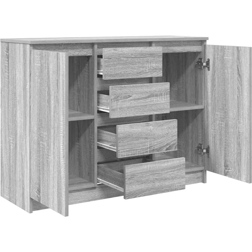 vidaXL Dressoir met lades 100,5x35x76 cm spaanplaat grijs Sonoma, foto 4