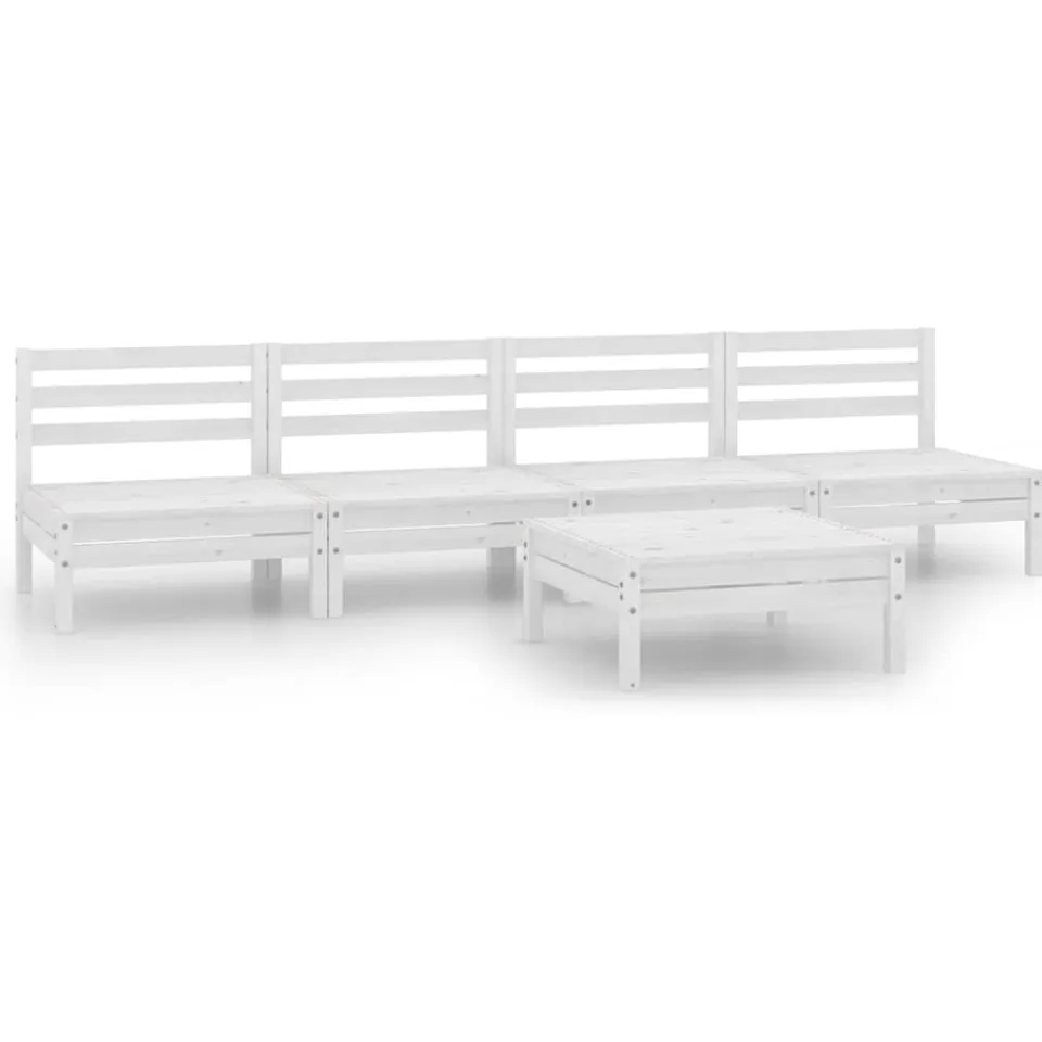 vidaXL 5-delige Loungeset massief grenenhout wit, foto 3