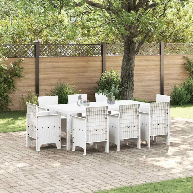 vidaXL Tuin eettafelset 9 st Wit Polypropyleen