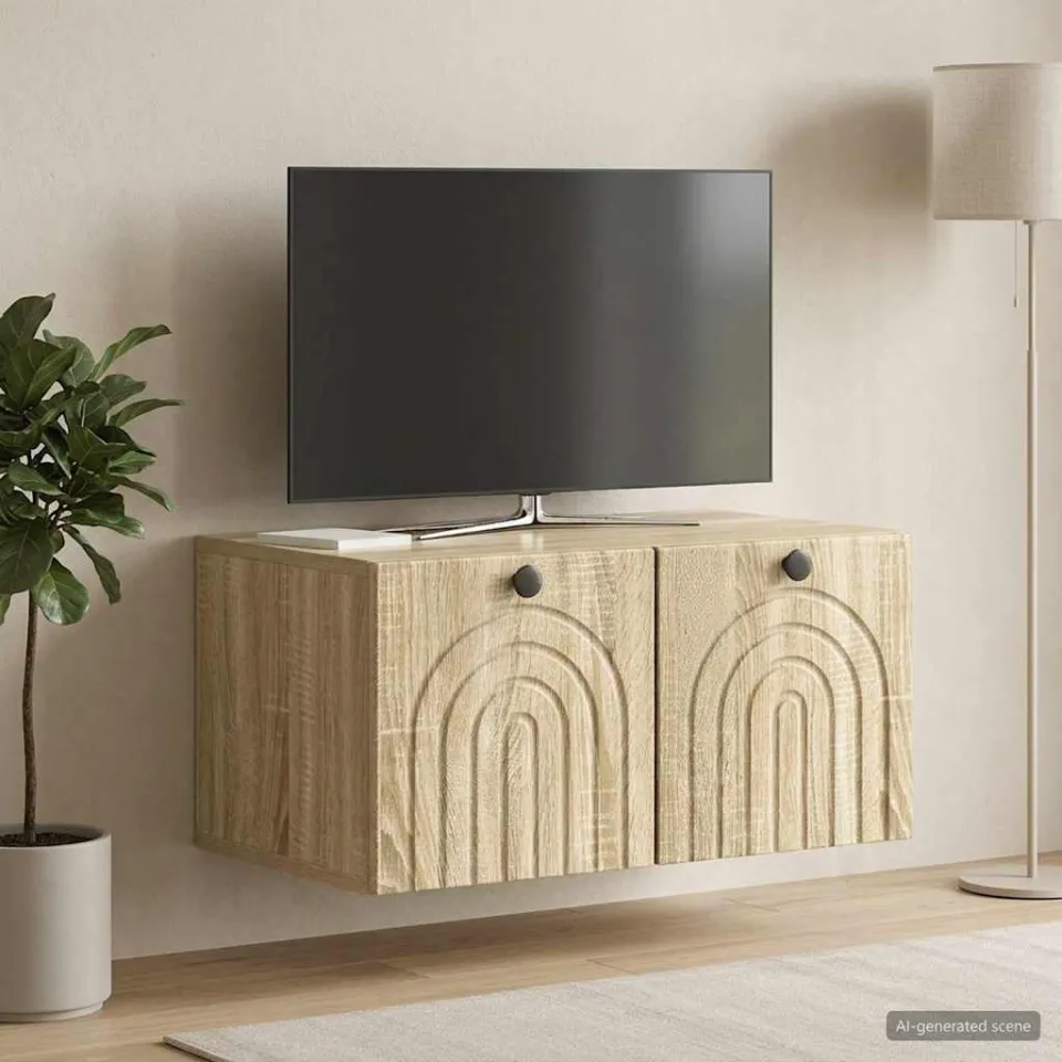 vidaXL Wandbeugel TV-kast Sonoma Eiken 59,5 x 41 x 30 cm Bewerkt hout, foto 4
