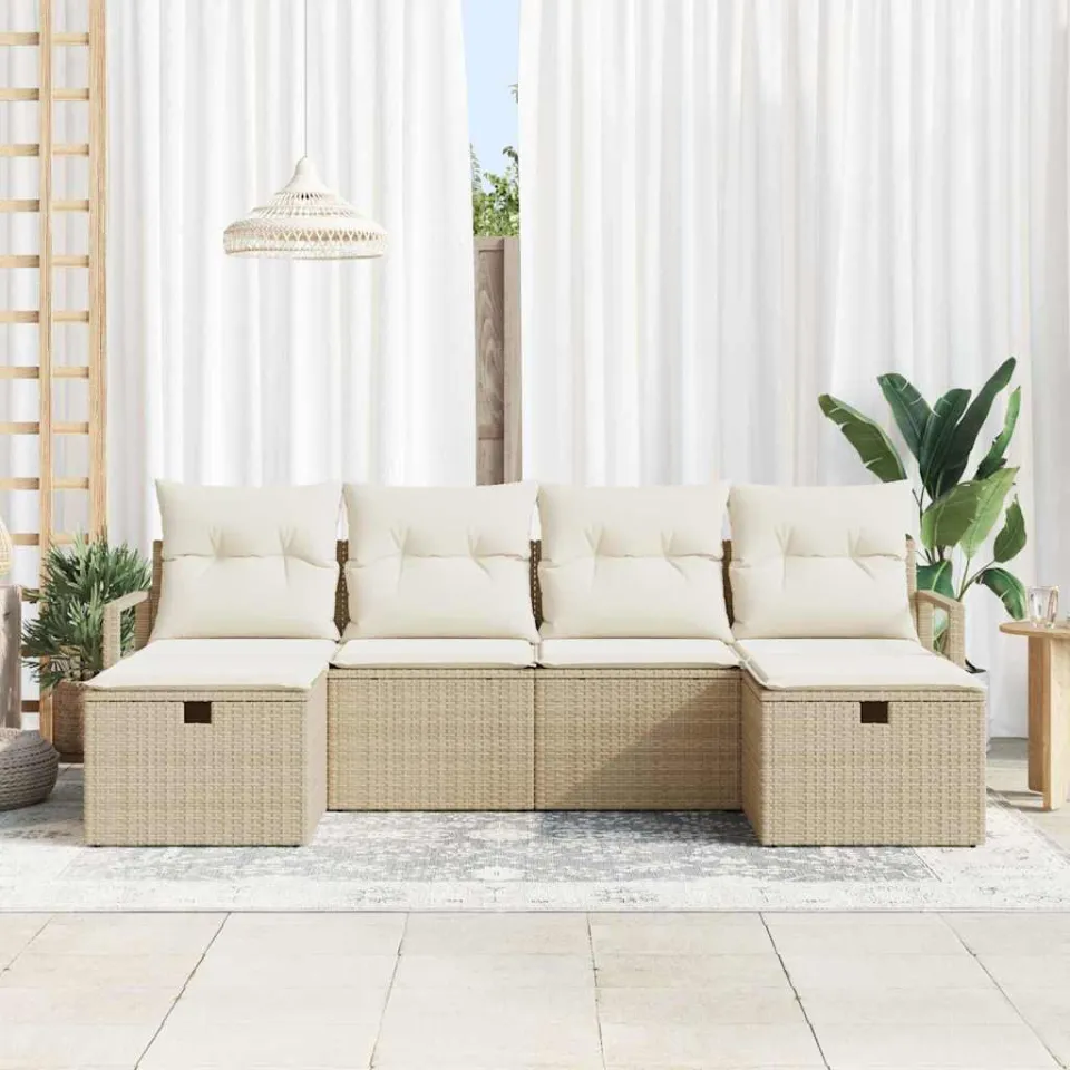 vidaXL Tuin Sofa Set 6 st Beige poly rattan
