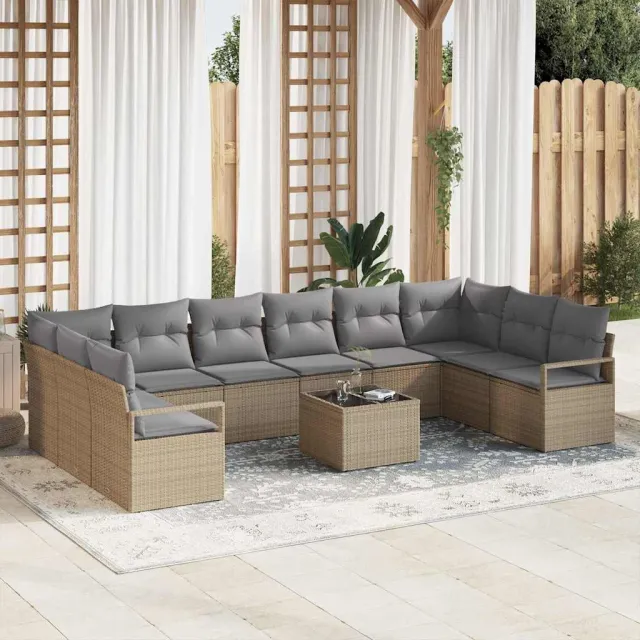 vidaXL Bankstel 11 st Beige poly rattan, foto 2