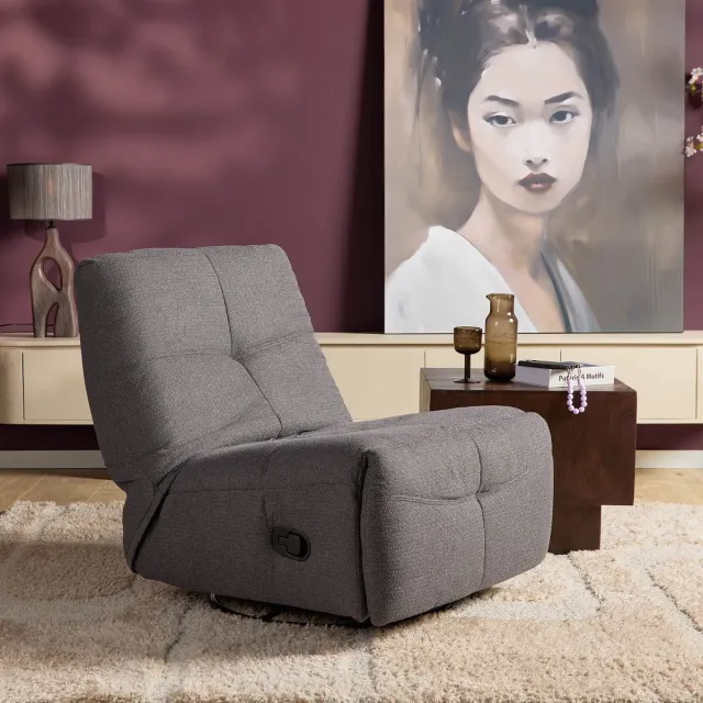 Starfurn Fauteuil Lazy - Donkergrijs Stof - Draaibaar & Relaxfunctie