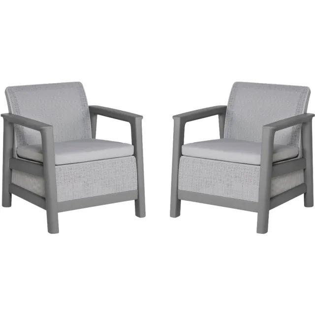 Keter Scandi Linea Loungestoel - 2 stuks - Lichtgrijs
