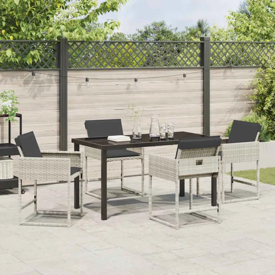 vidaXL Tuin eettafelset 5 st Lichtgrijs poly rattan, foto 3