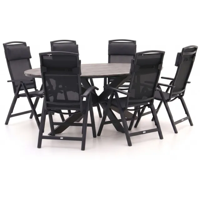 Forza Furniture Forza Capri/Fidenza ovaal 220cm dining tuinset 7-delig verstelbaar