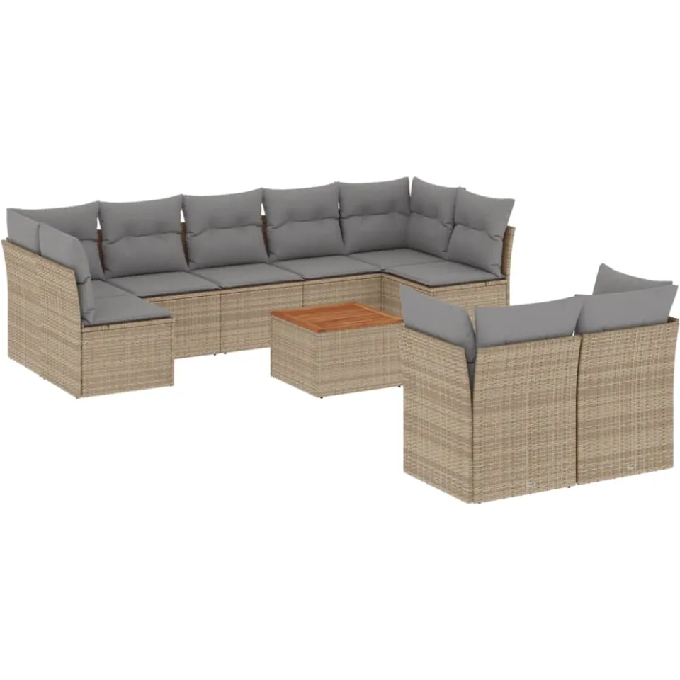 vidaXL Patio Sofa Set 10-zits Beige mix en grijs