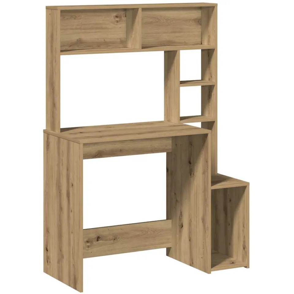 vidaXL Bureau met schappen 100x45x140 cm bewerkt hout artisanaal eiken, foto 3
