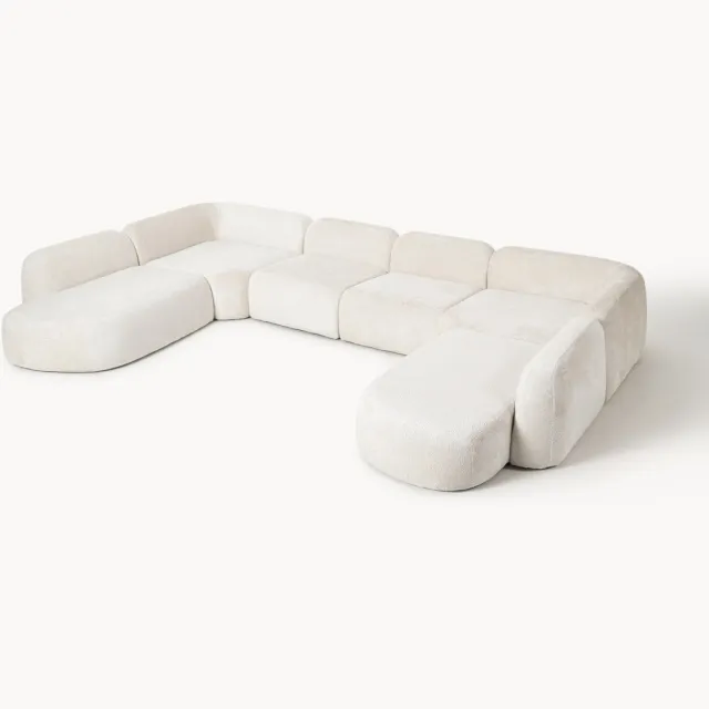 Westwing Collection XL modulaire bank Wolke van teddy bouclé Wit