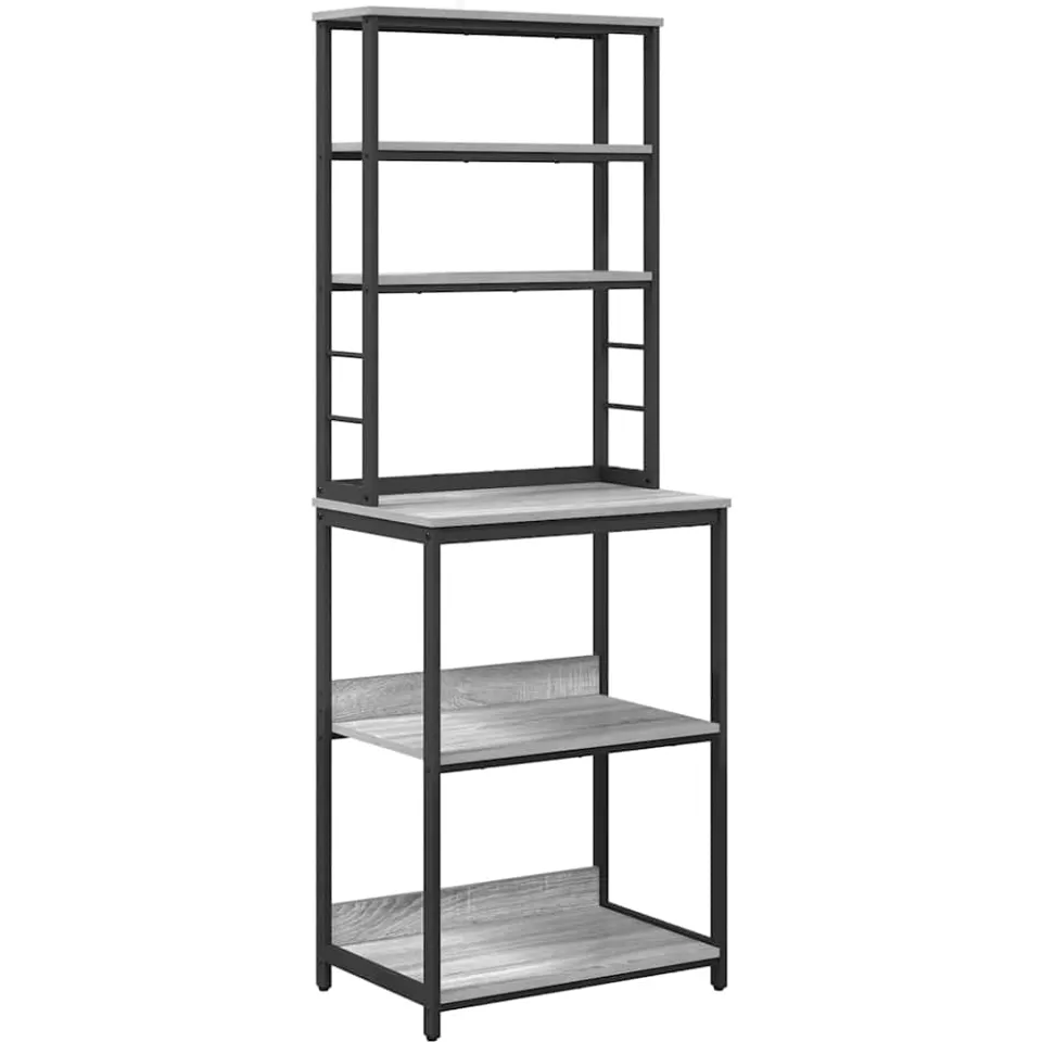 vidaXL Keukenplank 5-laags 60 x 40 x 168 cm Bewerkt hout Grijs Sonoma, foto 3