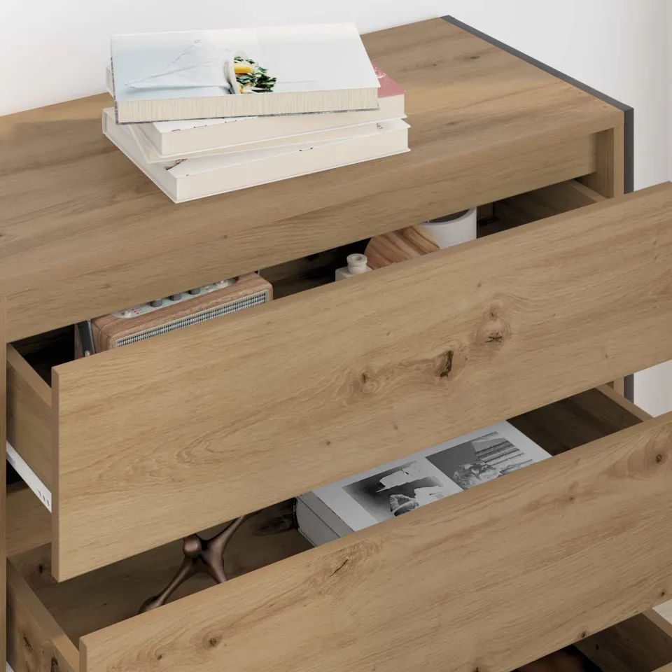 vidaXL Dressoir Artisanaal eiken 79 x 36 x 75.5 cm Bewerkt hout, foto 4