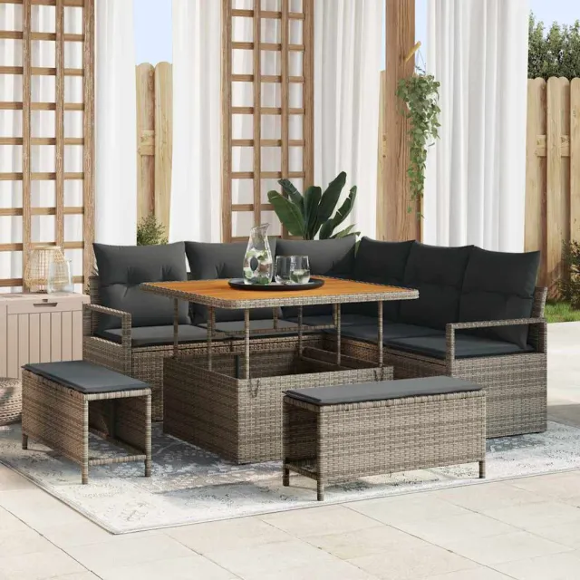 vidaXL Tuinbankenset 8 st Grijs poly rattan, foto 2