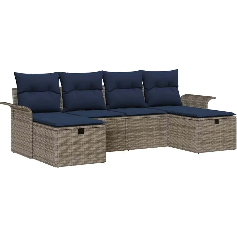 vidaXL Tuin Sofa Set 6 st Poly riet beige