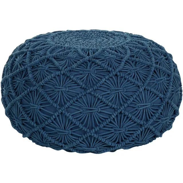 Beliani BERKANE - Poef - Blauw - 50 cm - Katoen