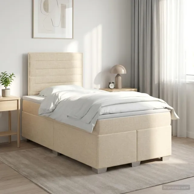 vidaXL Boxspringbed met matras Crèmekleurig 120 x 200 cm Stof