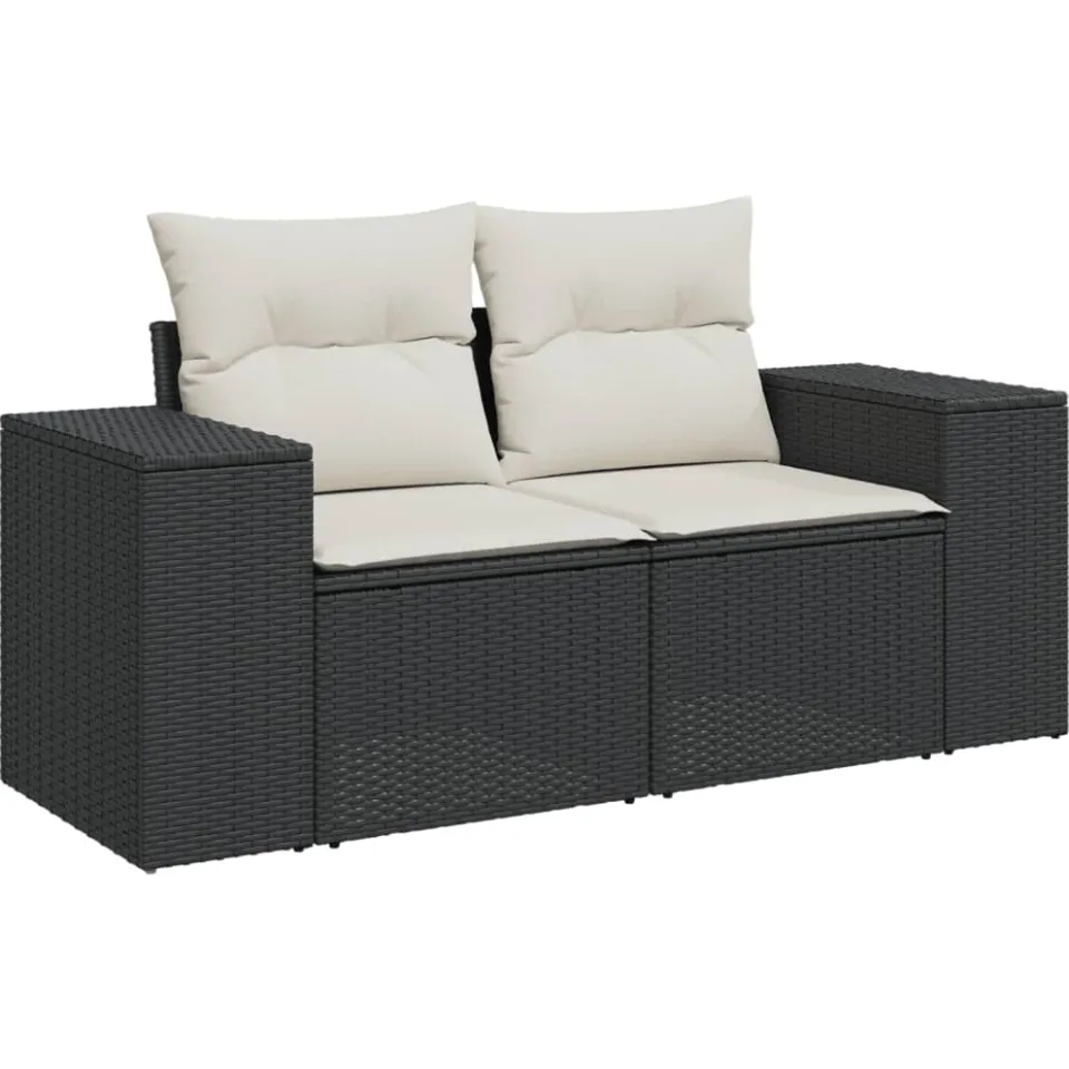 vidaXL 8-delige Loungeset met kussens poly rattan zwart