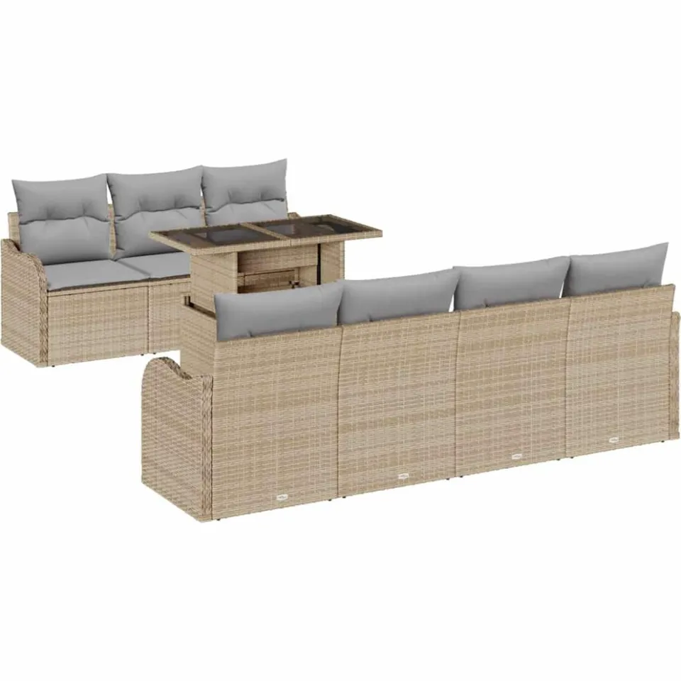 vidaXL Tuin Sofa Set 8 st Beige poly rattan
