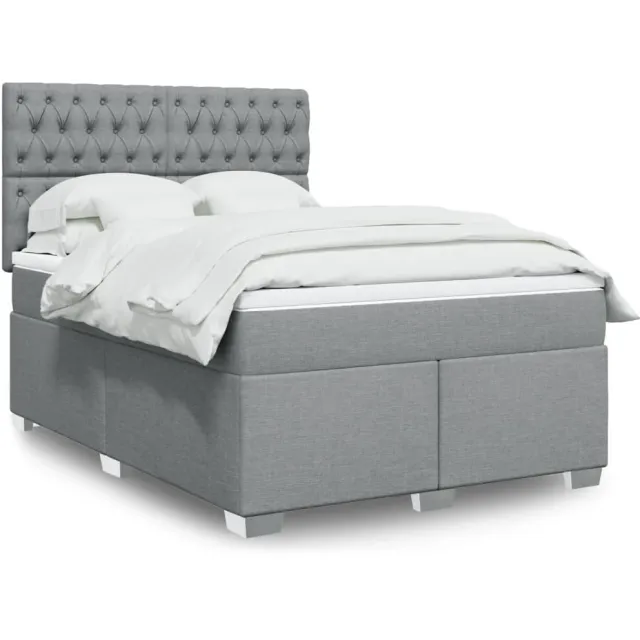 vidaXL Boxspring met matras stof lichtgrijs 160x200 cm grijs