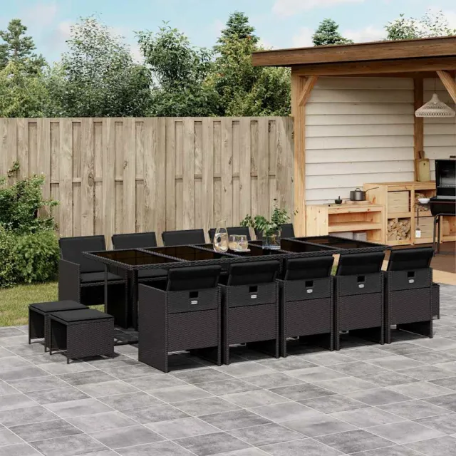 vidaXL 15-delige Tuinset met kussens poly rattan zwart, foto 2