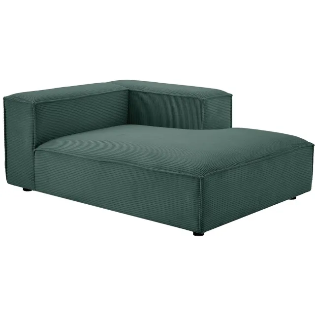 Vente-unique Chaise longue met rechte armleuning in groen ribfluweel RUZOLO
