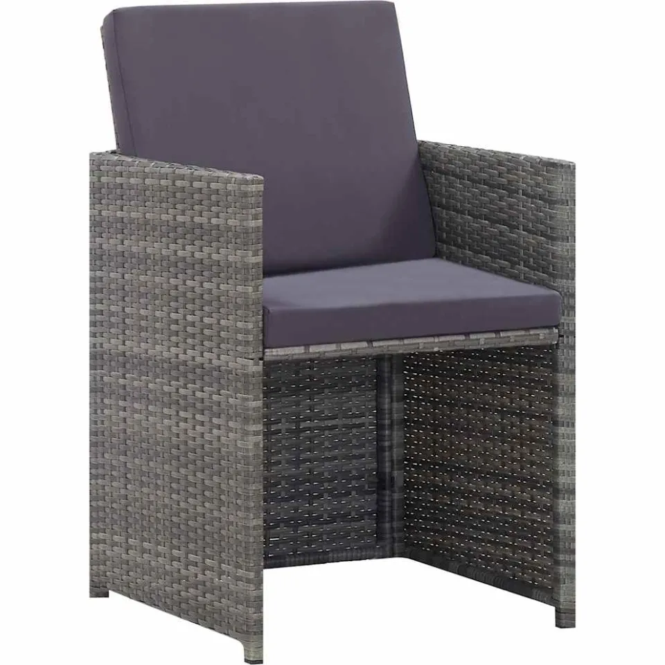 vidaXL 5-delige Tuinset poly rattan en acaciahout antraciet, foto 2