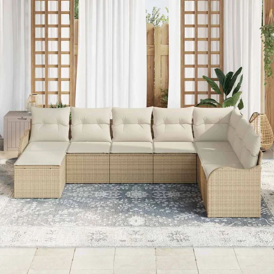 vidaXL Tuin Sofa Set 8 st Beige poly rattan, foto 3