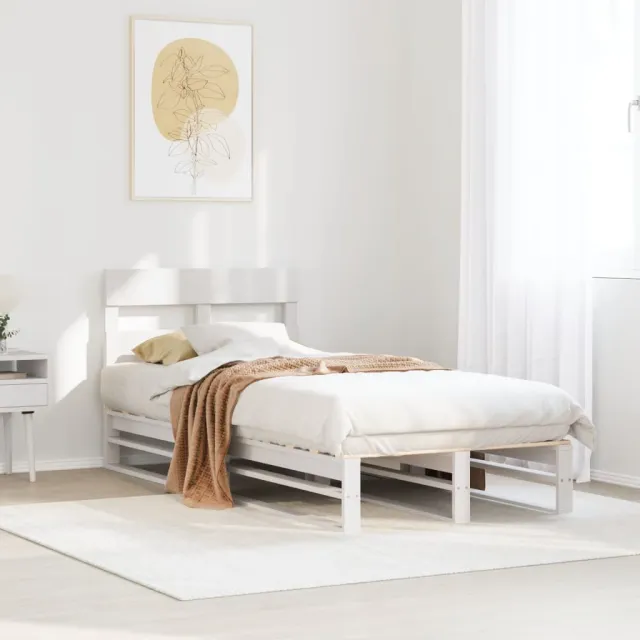 vidaXL Bedframe zonder matras massief grenenhout wit 140x200 cm
