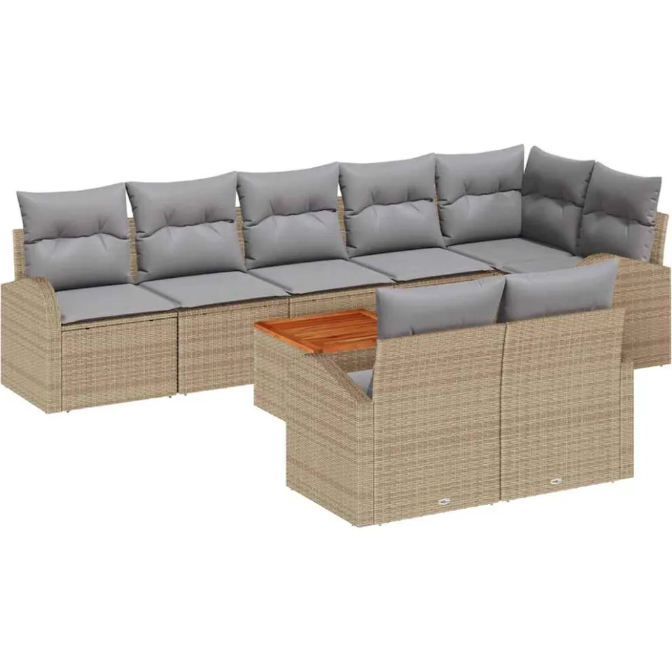 vidaXL Tuinbankenset 9 st Beige en Licht Grijs poly rattan